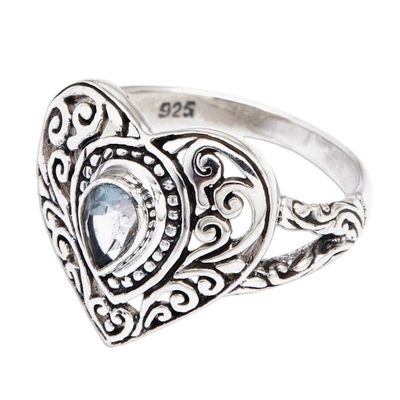 Alternate image for Heart-Shaped Blue Topaz and Sterling Silver Cocktail Ring Azure Heart