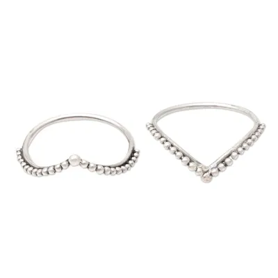 Alternate image for Handmade Sterling Silver Stacking Rings Pair Unguarded Moment