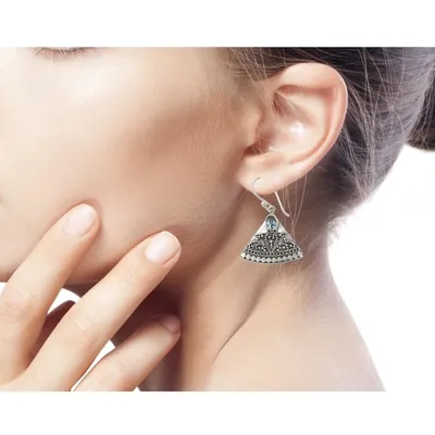Alternate image for Indonesian Earrings with Blue Topaz Kintamani