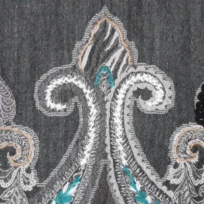Alternate image for Hand-Embroidered Wool Shawl with Turquoise Details Caribbean Paisley