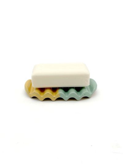 Alternate image for Aqua Yellow Colorblock Ceramic Soap Dish