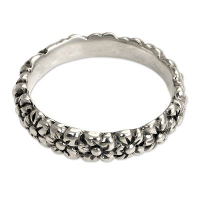 Alternate image for Floral Sterling Silver Band Ring Silver Garland