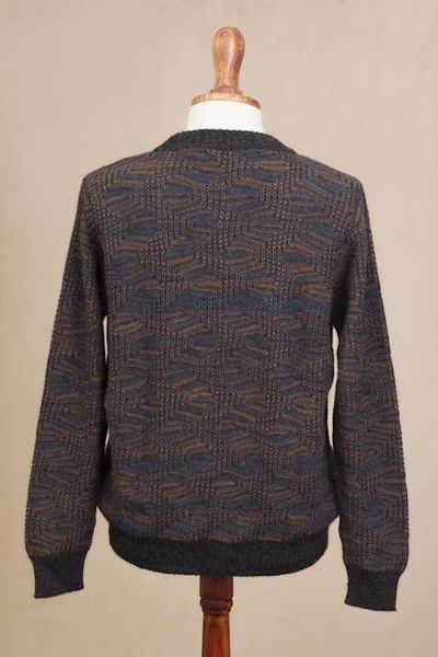 Alternate image for Azure and Sunrise Mens 100 Alpaca Pullover from Peru Nasca Labyrinth
