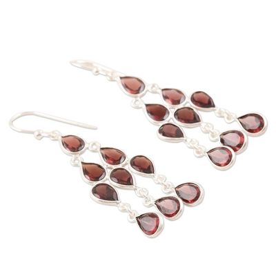 Alternate image for Sterling Silver and Garnet Chandelier Earrings Garnet Cascade