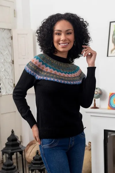 Alternate image for Crew Neck 100 Alpaca Sweater Northern Dream